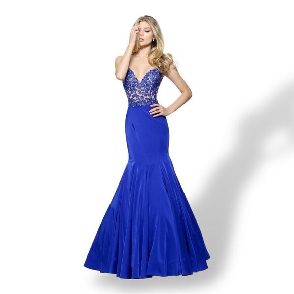 Sherri Hill Royal Blue Mermaid Dress Sz 4 - Picture 1 of 12